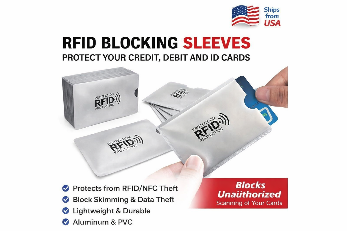 RFID Blocking Sleeve for Credit ID Card - Aluminum NFC Protector Holder RFID Blocking Sleeve for Credit ID Card - Aluminum NFC Protector Holder