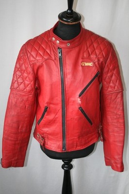 Vintage 70er seltene G'Mac Scotland rote Biker Leder Monza Racer Jacke Große 42 selten