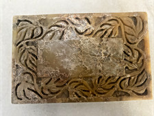 Natural stone carved Soap Tray rectangular heavy piece 5-5/8" x 3-5/8""