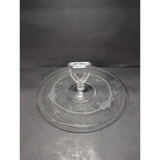 Crystal Clear Glass Tidbit Snack Platter Tray, Sandwich Dish Center Handle Plate
