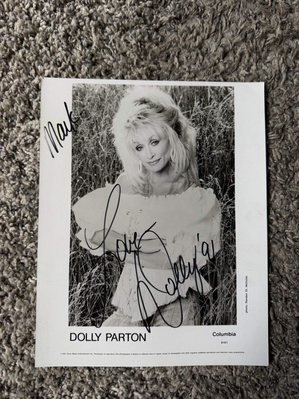 Dolly Parton Autographed 8x10 Promo Photo Vintage 1991