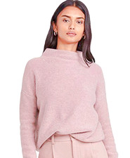 TAHARI 100 2PLY Boiled Cashmere Mock Neck Dolman Sleeve Sweater Light Mauve XL