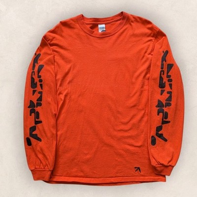 Aphex Twin Official Merch Longsleeve T-Shirt - Orange - Back Print - Size Medium