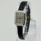 Vintage 1970s Women's TIMEX Electric Silver Tone 20mm Watch, Black Leather, Runs