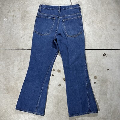Vintage JC Penny 70s Dark Wash Bell Bottom Flare Jeans 27x26 Talon