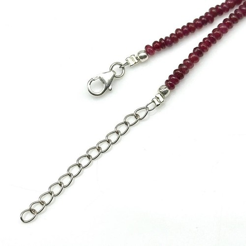 AA++ Dainty Ruby Smooth Rondelle Gemstone Beaded Confidence Women Necklaces 18'' - Picture 4 of 14