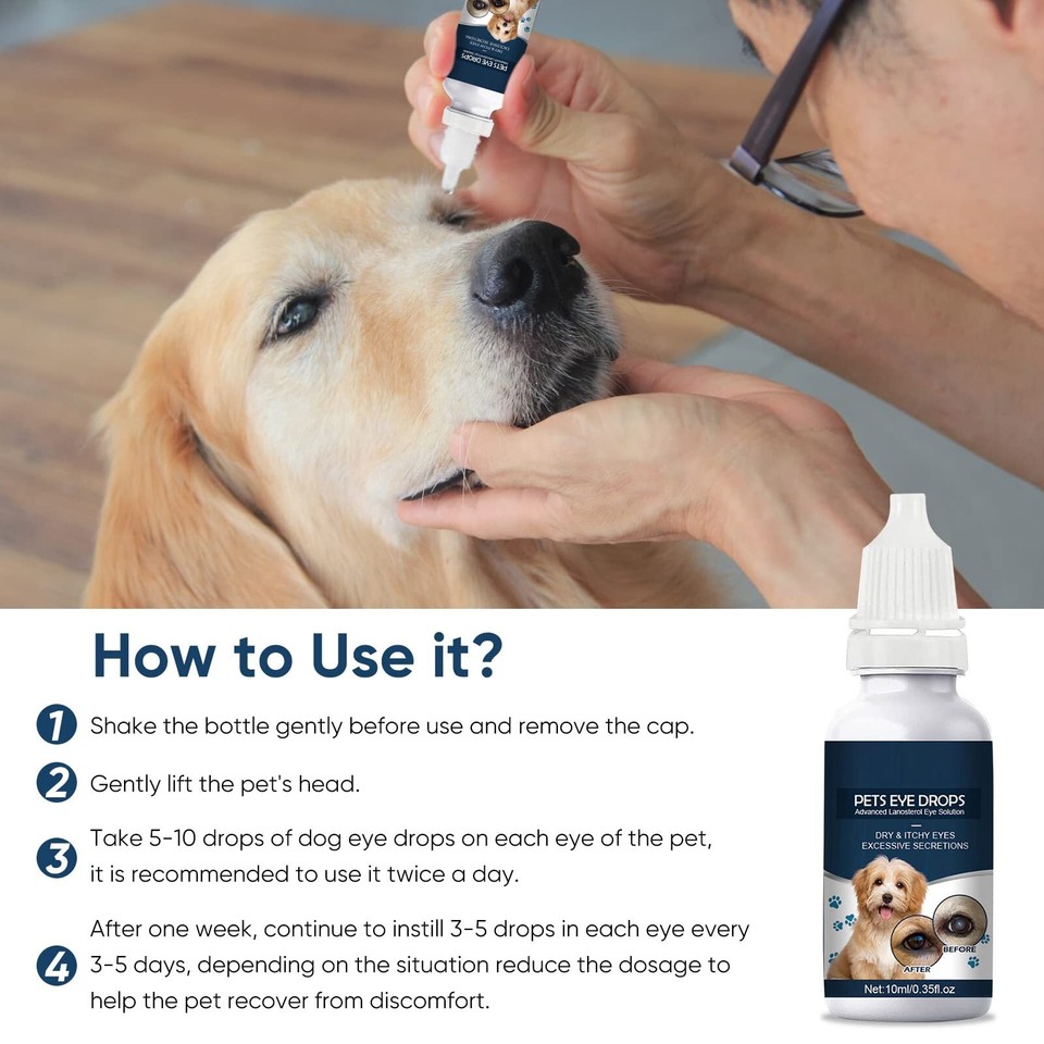 Cataract Drops for Dogs, Dog Eye Drops for Pet Eye Wash Relieve Pet Red