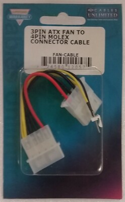Cables Unlimited ATX Fan Power From 4-pin Molex (Male to Female) Cable