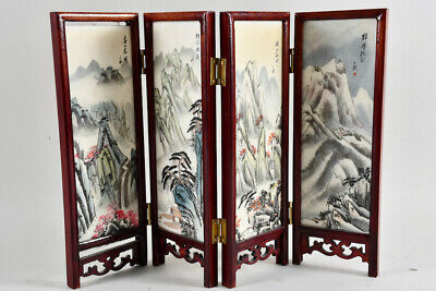 Kaufen H55i36- Miniatur Paravent Mit Alabaster Bildern, Bemalt & Signiert China 20.Jh.