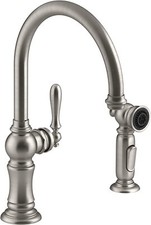 KOHLER K-99262-VS Artifacts 2-Hole Kitchen Sink Swing Faucet Vibrant Stainless
