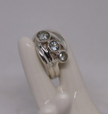 Sterling Silver S925 Ring With 3 Gemstones - Size 8 7.3 Grams 925 Silver