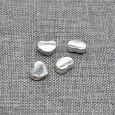 4 pièces de minuscules perles coeur amour uni en argent sterling 925 pour