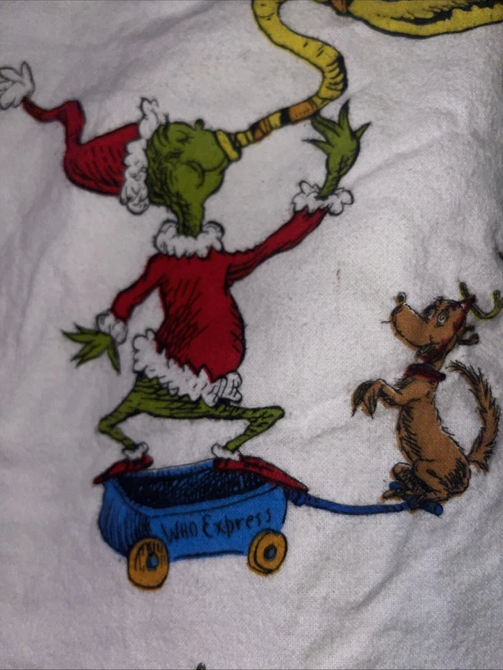 Pottery Barn Kids Dr. Seuss El Grinch ORGÁNICO franela cuna sábana Navidad en muy buena condición Foto 2 de 4