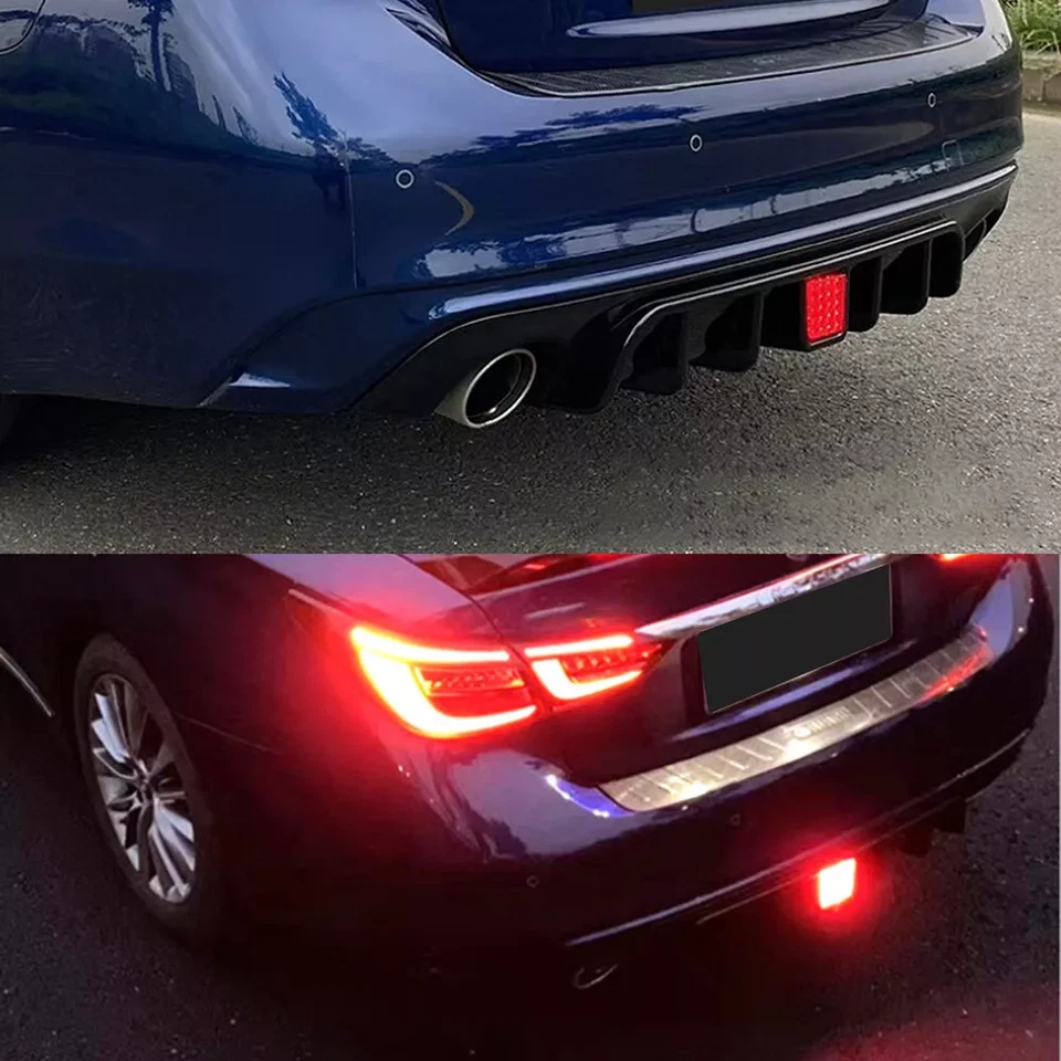 Difusor de parachoques trasero negro brillante y alerón trasero apto para Infiniti Q50 2018-2023 Foto 3 de 4