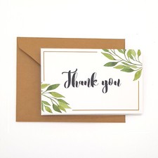25x Thank You Cards Card Stock Paper 10x6.5CM Wedding Foldable Saying Shop Note