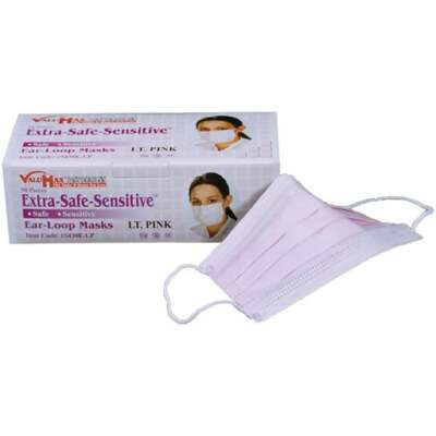 Extra-Safe Sensitive Earloop Mask - Light Pink, PFE 99.7% at 0.1 micron and BFE