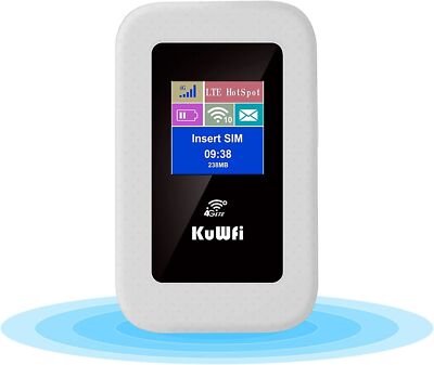 KuWFi 4G LTE WLAN Router 150 Mbit/s SIM-Slot 2100mAh Akku 10 Geräte C920