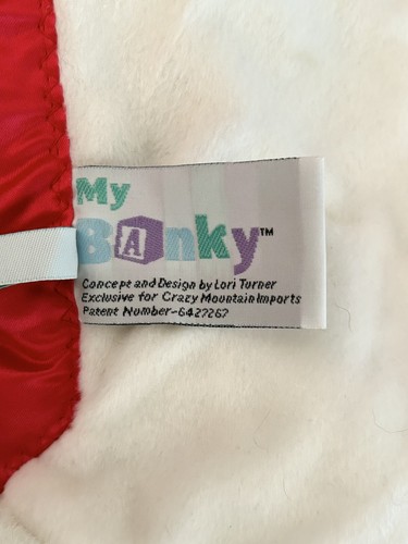 My Banky Security Baby Blanket Kisses Red and White Teddy Bear Satin Trim - Picture 12 of 15