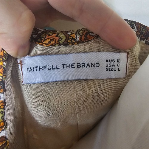 Faithfull The Brand Nerissa Prairie Midi Dress Sz L Brown Paisley Cottagecore - Picture 11 of 16