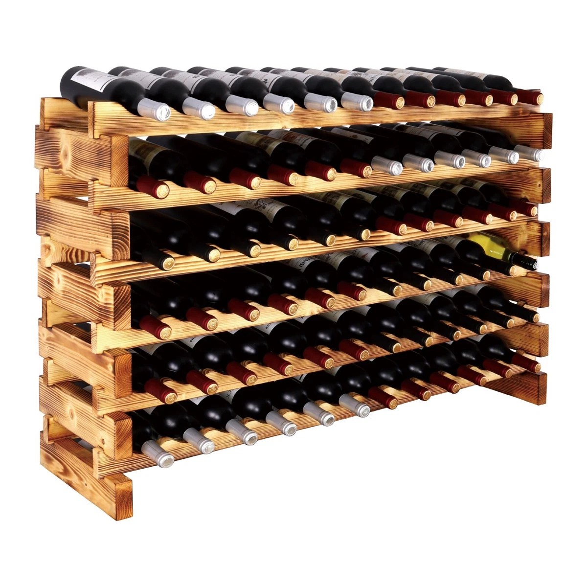 Stackable Wine Rack Storage 72 Bottles Cellar Display Shelves