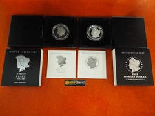 2023 $1 S PROOF SILVER PEACE & MORGAN DOLLAR WITH BOX/COA 2 COIN SET 23XL 23XF