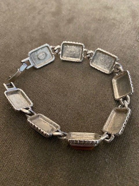 Bracelet Silver Tone Colored Rectangular Moonston… - image 4