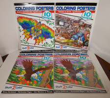 Lot 4 2014 Stuff 2 Color Heavy Cardstock 15 x 11 Adult Coloring Posters 40 Pages