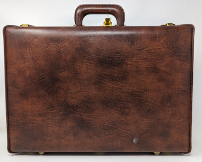 Airway Brown Leather Briefcase with Presto Combination Lock and code