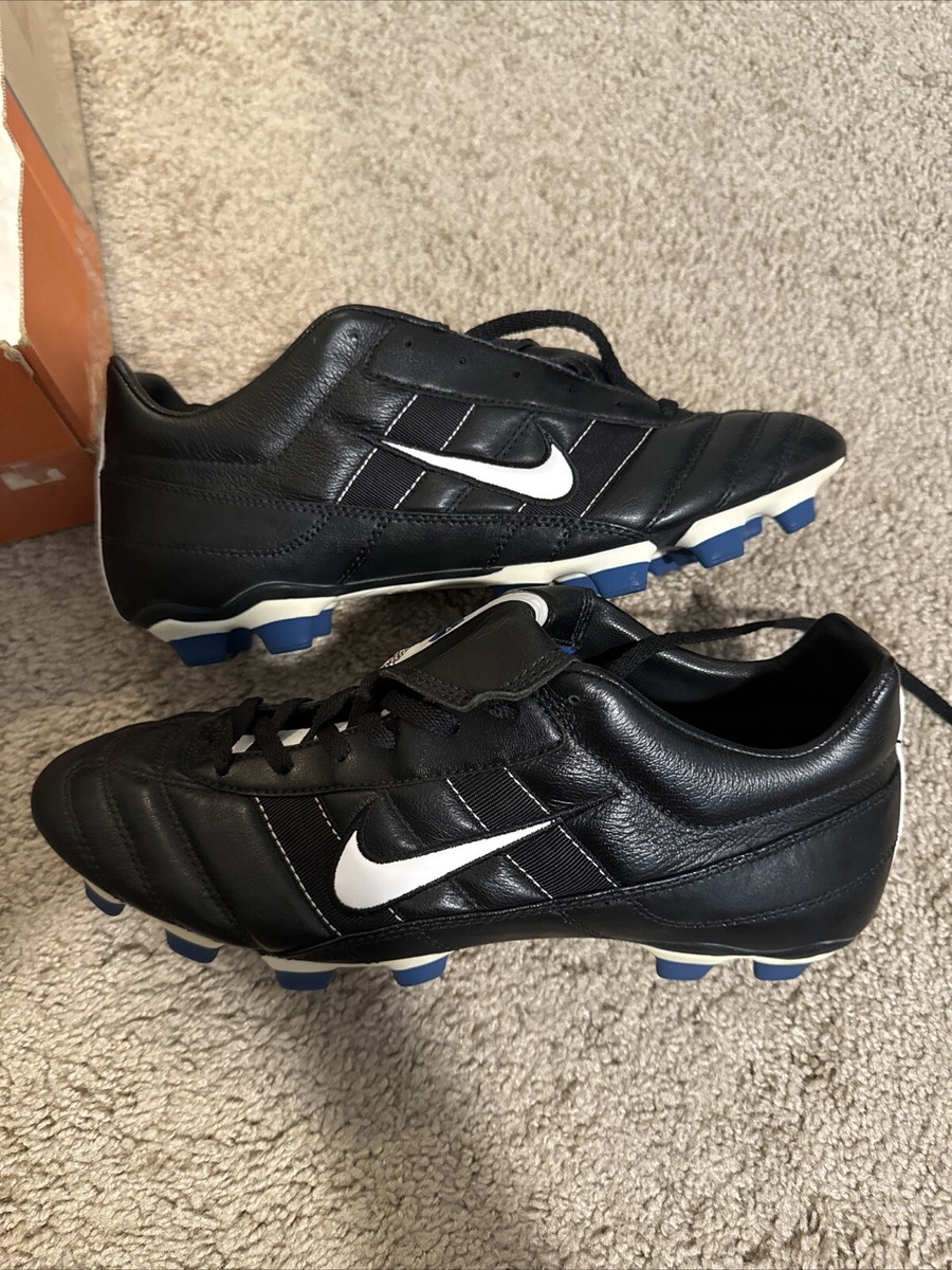 Nike Tiempo Premier Black White & Blue US 10 UK 9 Hand Made In