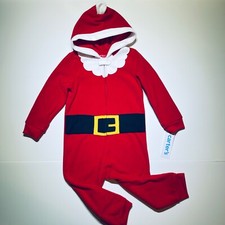 NWT Carter  s Fleece Holiday sleeper Christmas SANTA Suit PJ 2T 3T 4T 5T hood 34