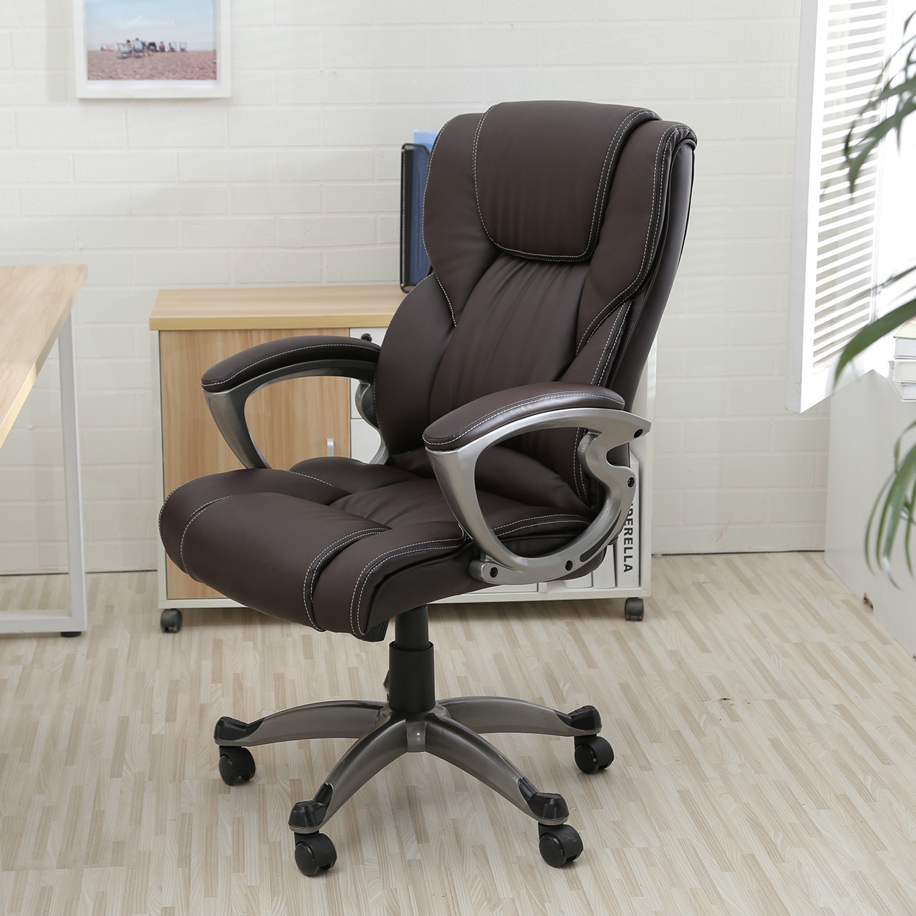 Yescom Executive High Back Ribbed Pu Leather Swivel Office Computer Desk Chair For Sale Online Ebay