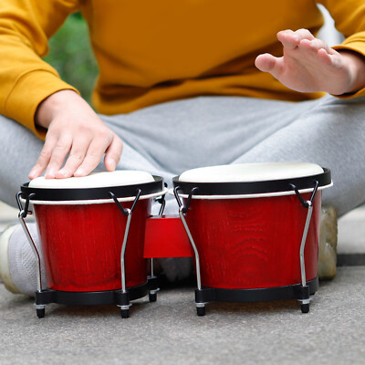 Percussion Djembe Bongo Trommel 6 Zoll & 7 Inch Massivholz Körper Ziegenleder