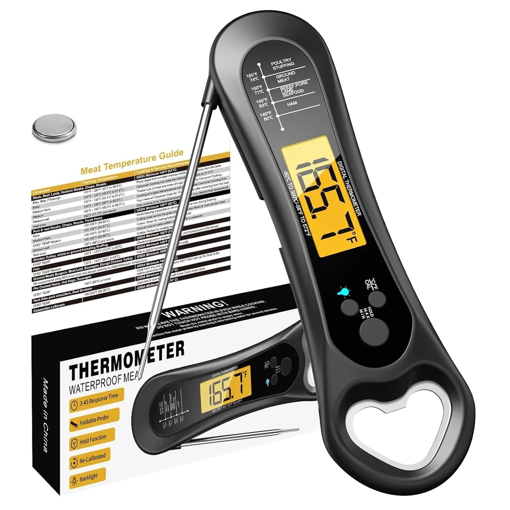 Meat Thermometer Digital, Instant Read Food Thermometer - Waterproof for Cooking