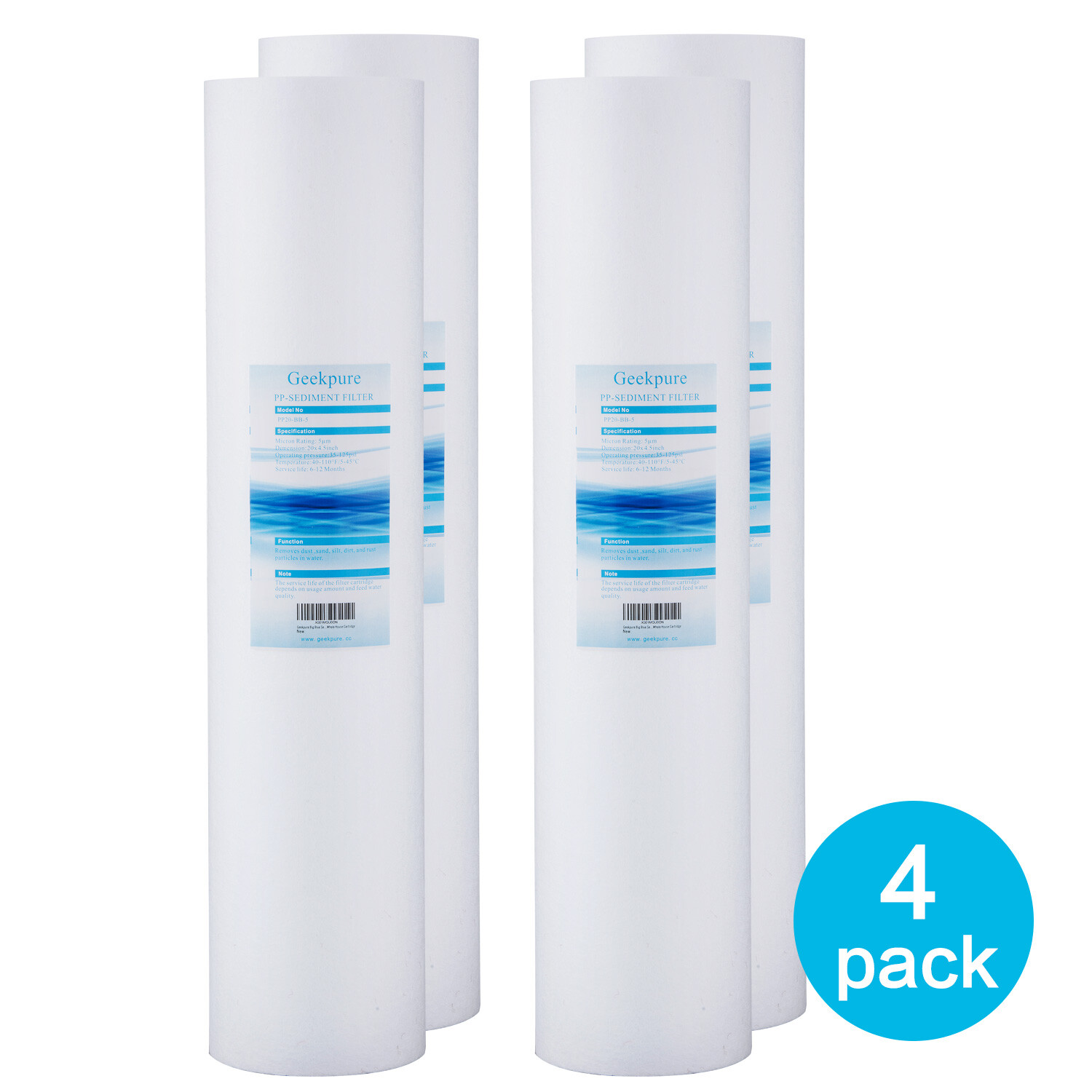 Geekpure Whole House PP Sediment Replacement Water Filter 4.