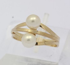 ♦♦ Ring in 585 er 14k 14 kt Gelb Gold mit Zuchtperle Goldring Perlenring Perle ♦