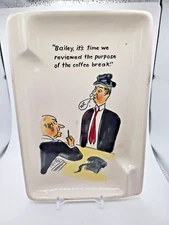 VINTAGE CERAMIC ASHTRAY "Comic Style" Made in JAPAN Workplace Humor KITSCHY MCM