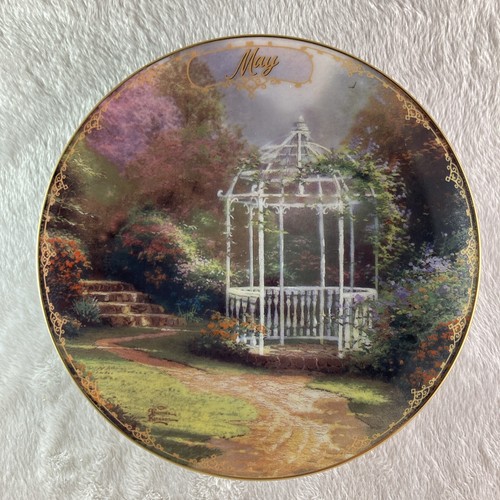 MAY - LILAC GAZEBO Plate Thomas Kinkade's Simpler Times #6 Floral +COA Bradford - Picture 2 of 3