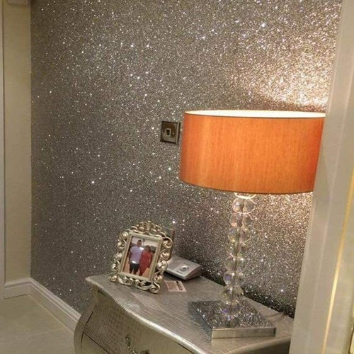 Bling Silver Glitter Craft Sheets For Bows Border Wallpaper Home & Wedding Decor - Picture 10 of 10