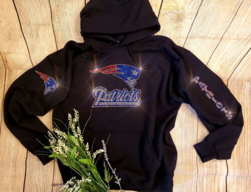 Unisex XL New England Patriots New Rhinestone Hoodie Sweatshirt Bling