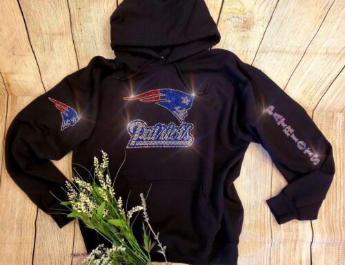 Unisex XL New England Patriots New Rhinestone Hoodie Sweatshirt Bling  - Picture 1 of 5