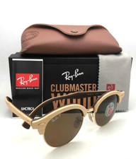Polarized RAY-BAN Sunglasses CLUBROUND WOOD RB 4246-M 1179/57 Brown Gold w/Brown