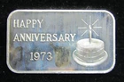 1973 Crabtree Mint Happy Anniversary 1973 Silver Art Bar .999 - BINo