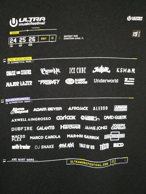 Ultra Music festival 2017 shirt Large Cypress Hill Ice Cube The Prodigy Tiesto