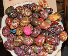Konvolut 20 St. Ostereier, Holz Ei geschnitzt handbemalt ukrainisch- russisch 