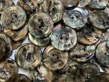 Faux ABALONE Multi-Color Green Rainbow Italian Button Wide Rim 15mm 23mm 2hole