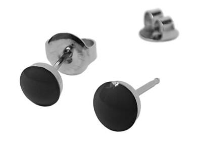 STUDEX Erstohrstecker Edelstahl rund schwarz Ø 5mm 100 % Steril 30486