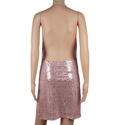 Women Chain Choker Bodycon Sleeveless Mini Dress Backless Sequins Slip Dress  | eBay