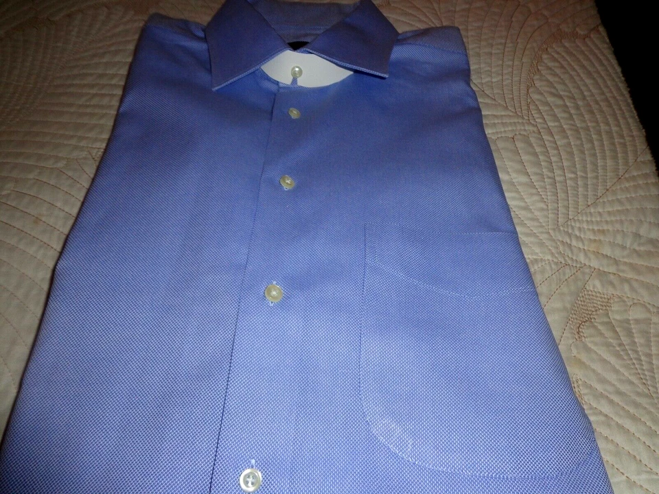 TIGLIO Luxe Dress Shirt Men's Blue French Cuff Made Italy 16/34 100% Cottone - Image 3 of 4