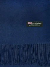 Oversized Blanket 100% Cashmere Scarf Shawl Wrap Solid Scotland Wool Navy