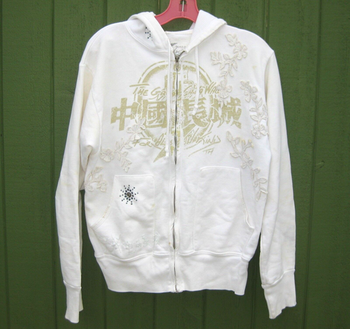Vtg The Great China Wall 7 for all Mankind Embroidered Swarovski Crystal Hoodie